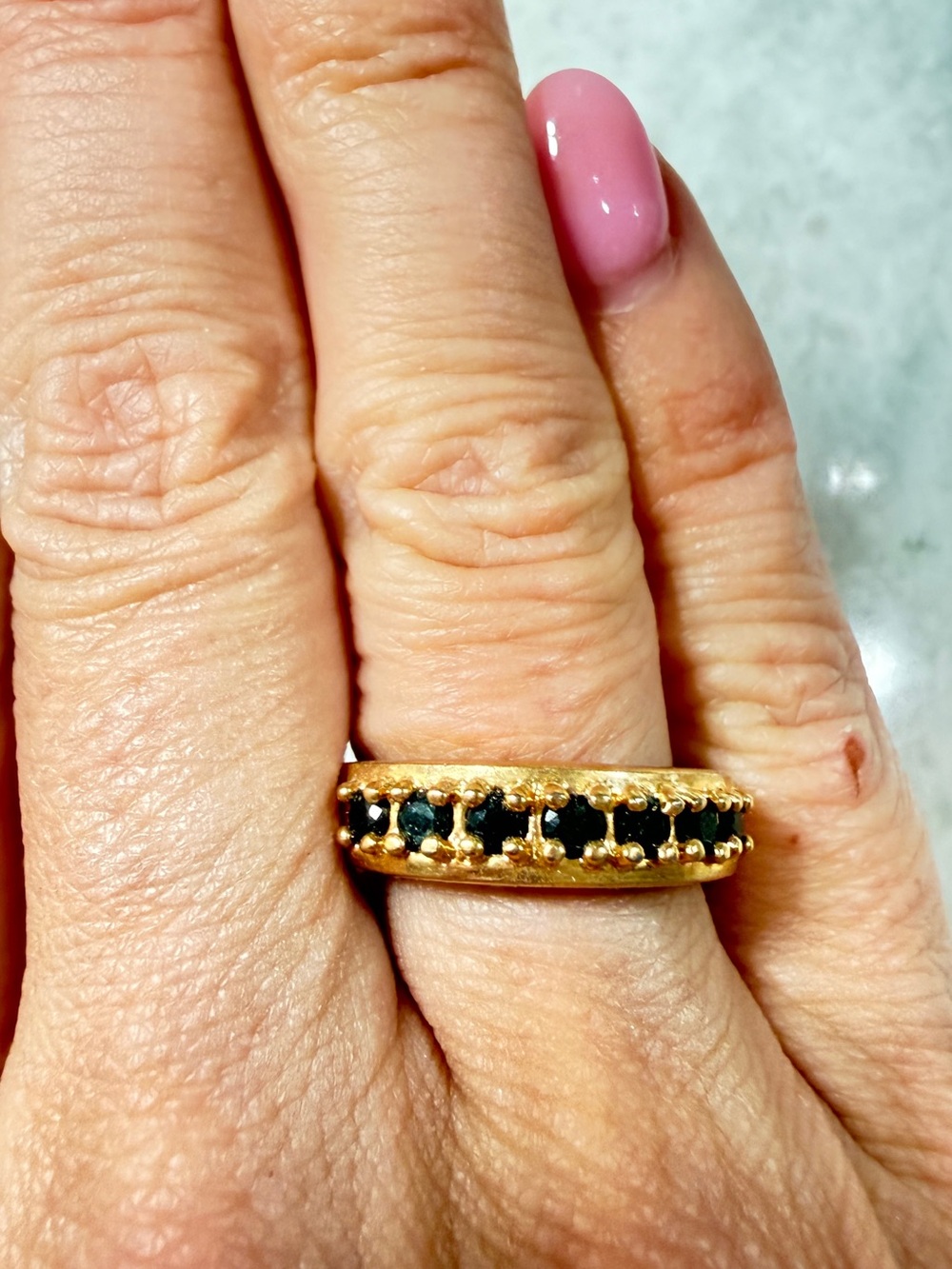 Gold Band Ring with sapphires - Women's Jewelry